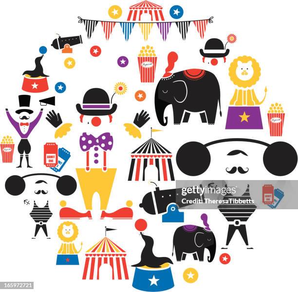 circus icon set - juggling balls stock illustrations