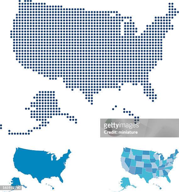 bildbanksillustrationer, clip art samt tecknat material och ikoner med large dotted map of united states with smaller blue maps - maryland