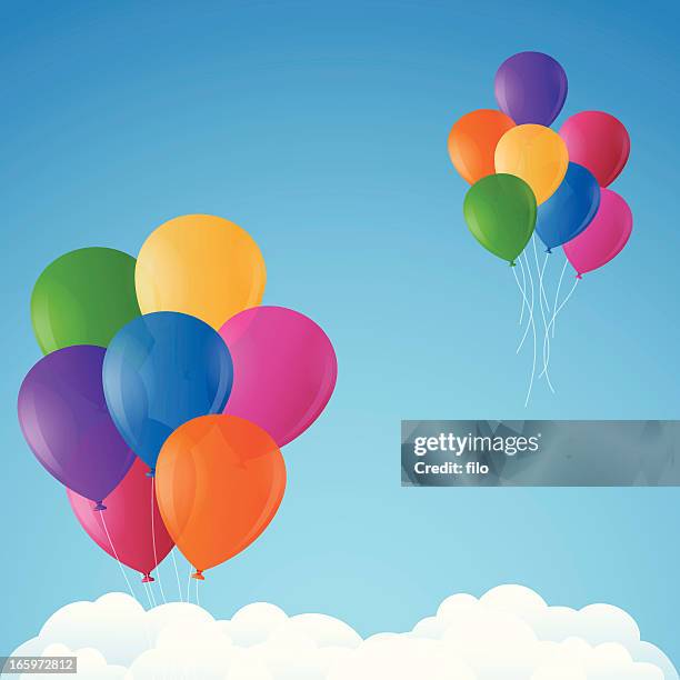 bildbanksillustrationer, clip art samt tecknat material och ikoner med colorful balloons - bunch