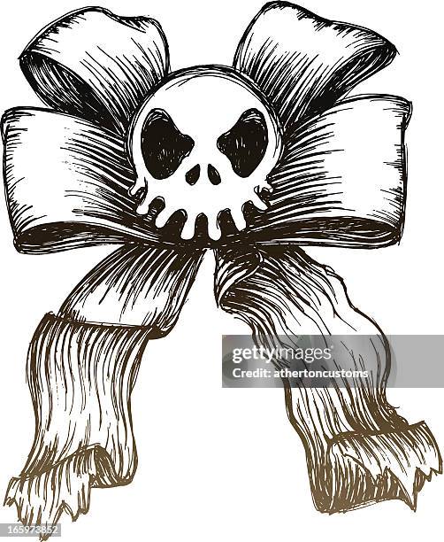 skull bow - black bow stock illustrations
