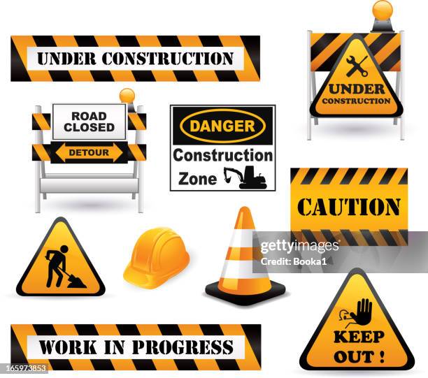 under construction elements - placard icon stock illustrations