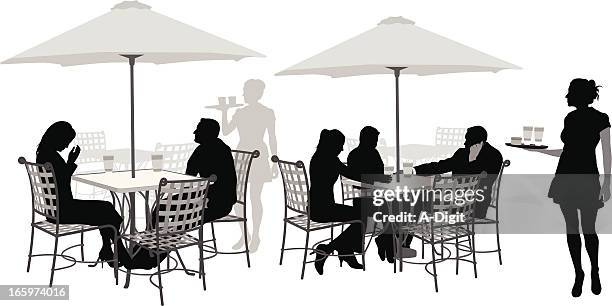 illustrations, cliparts, dessins animés et icônes de sunshaded - outdoor table restaurant