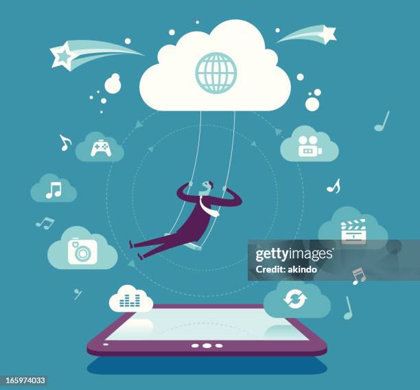 fun & cloud computing - human body part videos stock illustrations