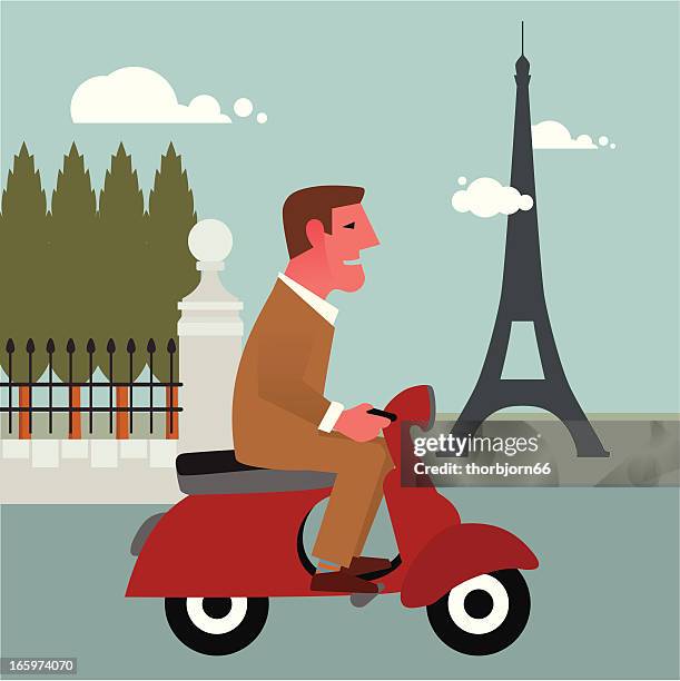 vespa in paris - vespa stock-grafiken, -clipart, -cartoons und -symbole