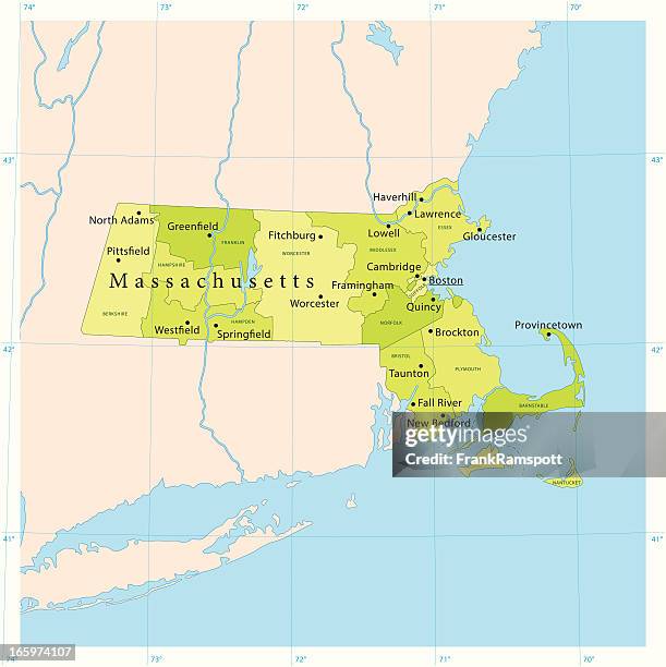 massachusetts vector map - cambridge stock illustrations