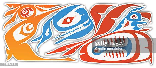 stockillustraties, clipart, cartoons en iconen met inuit composition - tribale kunst