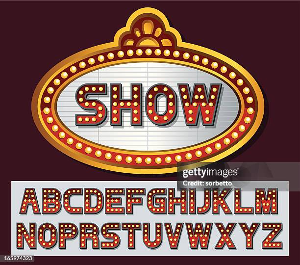 theater marquee font series - light bulb frame stock illustrations