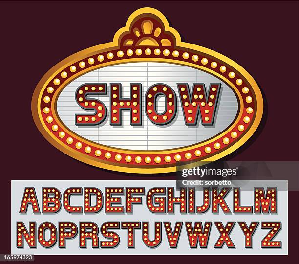 theater marquee font series - theatre banner commercial sign stock illustrations