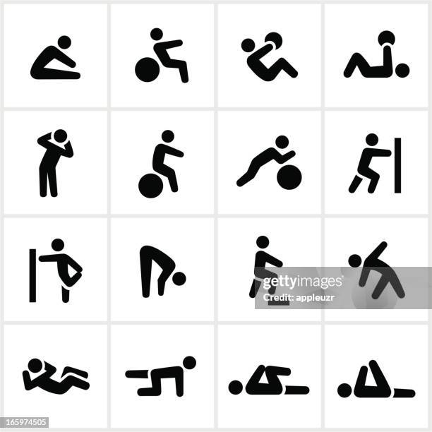 schwarze stretching symbole - rumpfbeuge stock-grafiken, -clipart, -cartoons und -symbole