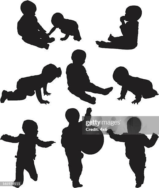 ilustraciones, imágenes clip art, dibujos animados e iconos de stock de múltiples imágenes de bebés - multiple exposure