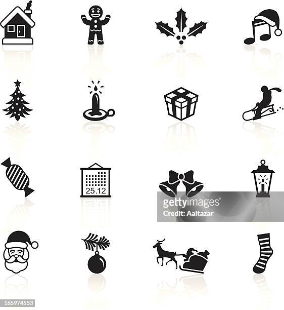 black symbols - christmas - gingerbread man white background stock illustrations