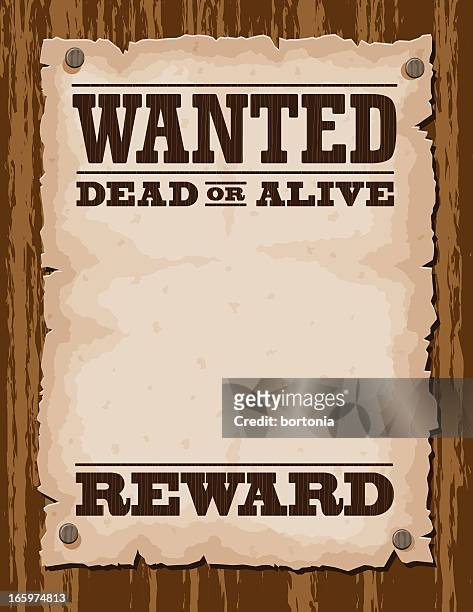 vector illustration of wanted poster template - western script stock illustrations