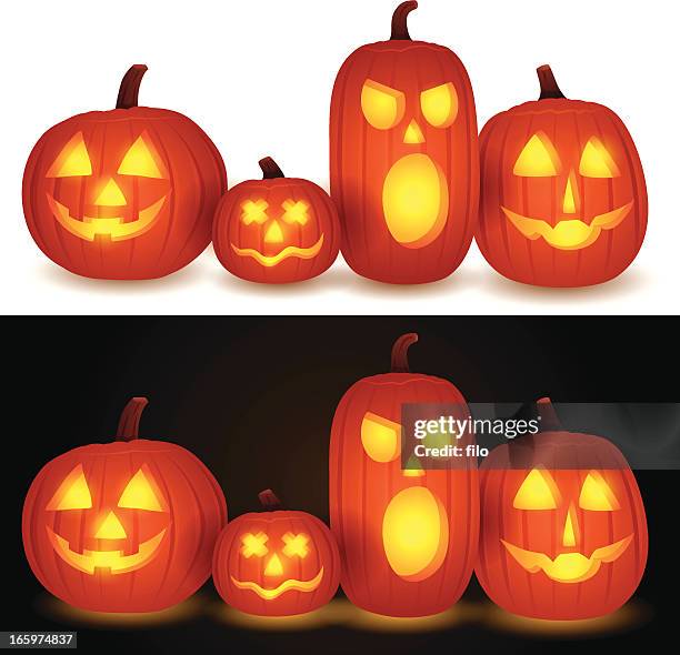 jack-o-lanterns - lantern stock illustrations