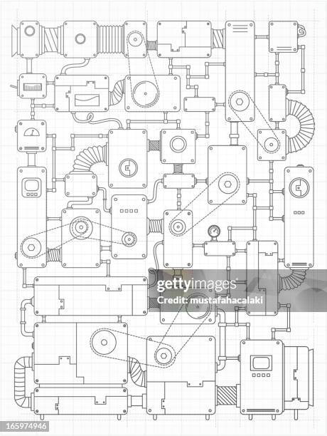 ilustrações, clipart, desenhos animados e ícones de incrível projeto de máquina - maquinaria de construção