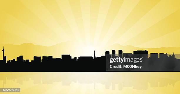graphic illustration of the las vegas skyline in silhouette - the venetian hotel stock illustrations