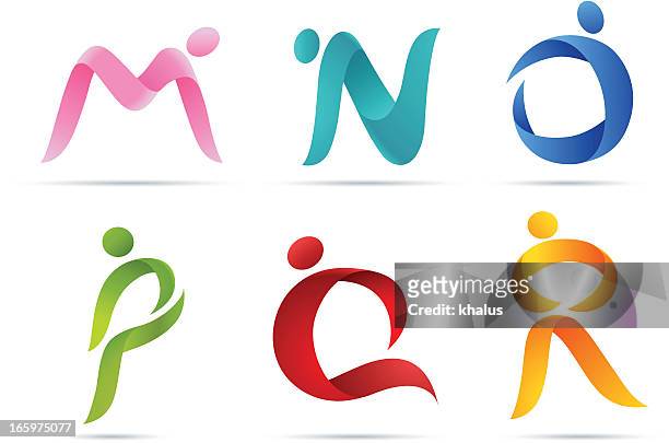 people alphabet - letter m stock illustrations