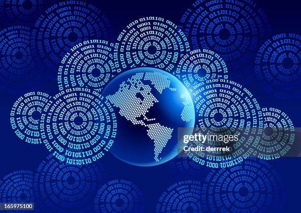 cloud computing global communications - server lights stock illustrations