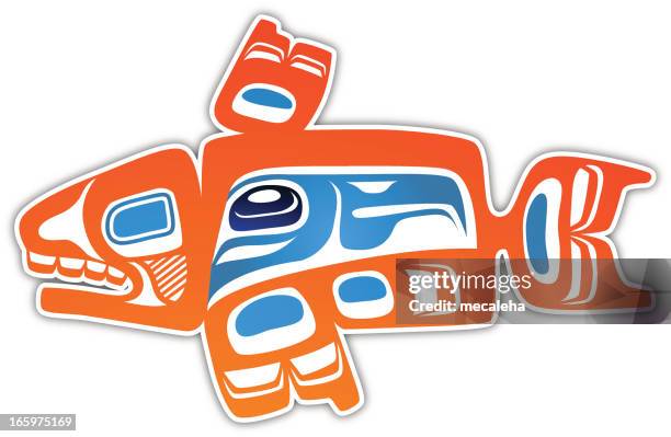inuit fish - aboriginal art vector stock illustrations