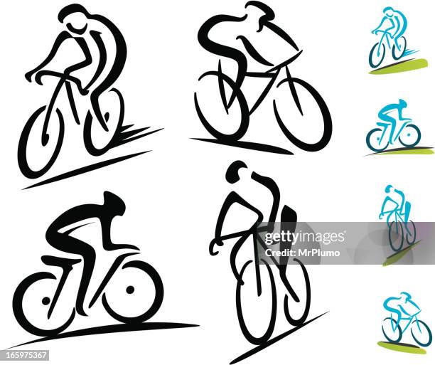 satz von 4 abstrakt cycling symbole - fahrrad stock-grafiken, -clipart, -cartoons und -symbole