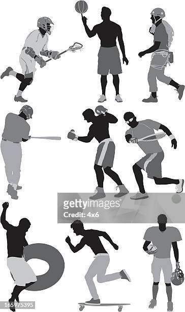 silhouette von menschen in verschiedenen action sports - bergsteigen team stock-grafiken, -clipart, -cartoons und -symbole