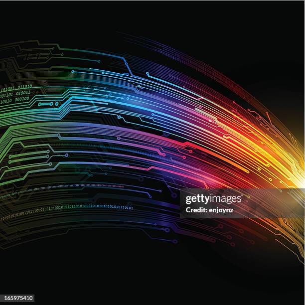 rainbow technologie stream - glasfaser telekommunikationsgerät stock-grafiken, -clipart, -cartoons und -symbole