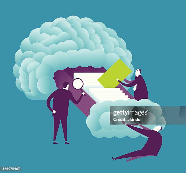 brain searching - storage unit stock illustrations