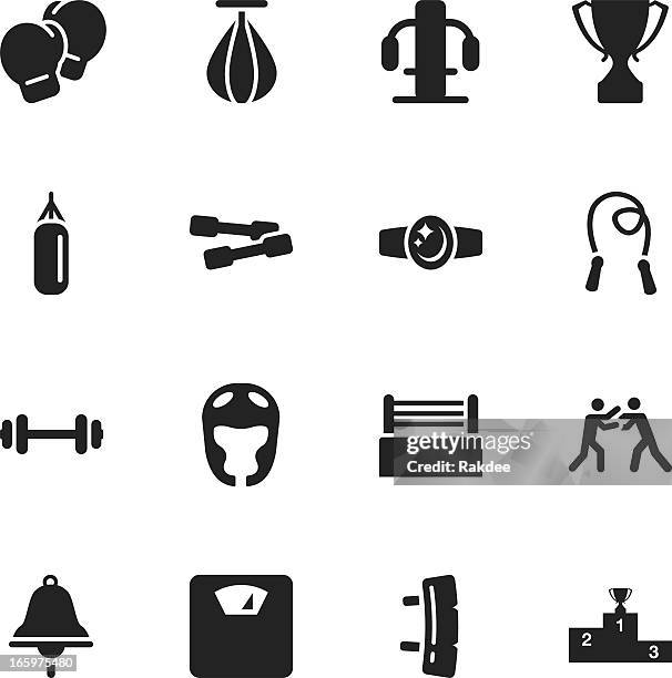 bildbanksillustrationer, clip art samt tecknat material och ikoner med boxing silhouette icons - championship belt