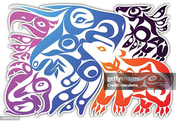 stockillustraties, clipart, cartoons en iconen met inuit composition - tribal art