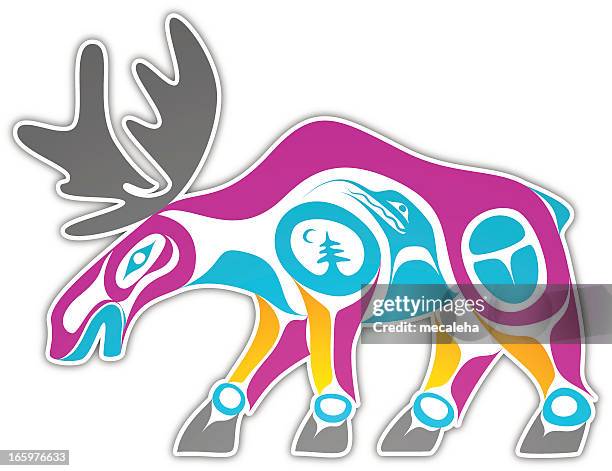 stockillustraties, clipart, cartoons en iconen met inuit moose - tribale kunst