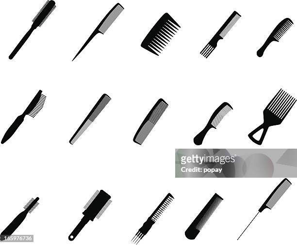 comb silhouettes - combing stock illustrations