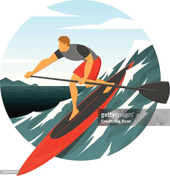 stand up paddle surfing - paddleboarding stock illustrations