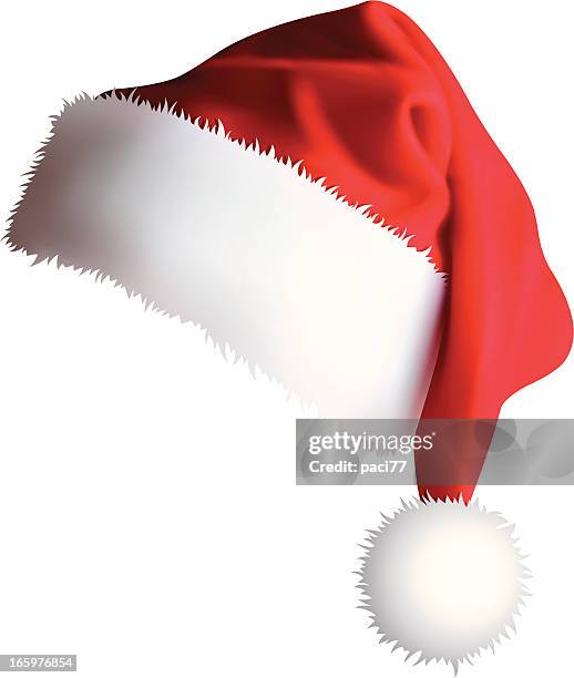 ilustraciones, imágenes clip art, dibujos animados e iconos de stock de santa's cap (vector xxxl jpg) - gorro de papá noel