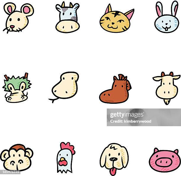 stockillustraties, clipart, cartoons en iconen met chinese horoscope - knaagdier