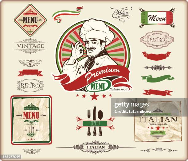 ilustraciones, imágenes clip art, dibujos animados e iconos de stock de menú de diseño italiano - cultura italiana