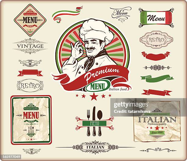 illustrations, cliparts, dessins animés et icônes de menu italien design - culture italienne