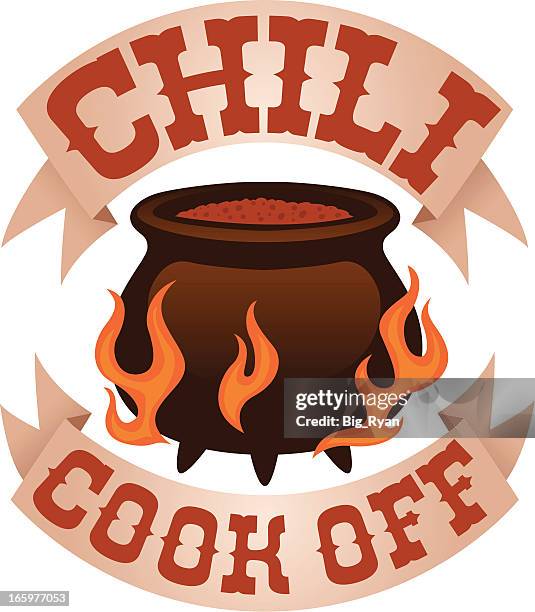 chili cook-off-logo - kochwettbewerb stock-grafiken, -clipart, -cartoons und -symbole