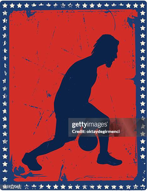 american culture and basketball - grunge stars and stripes stock illustrations