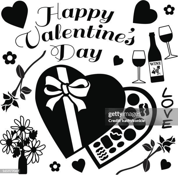 happy valentine's day - stencil stock illustrations