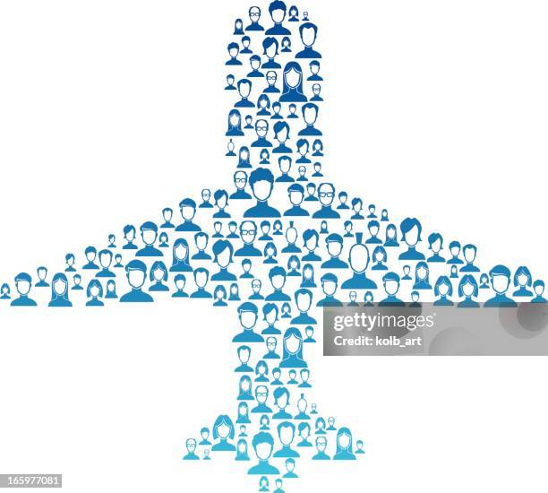 airplane made of network users - crowded airplane stock illustrations