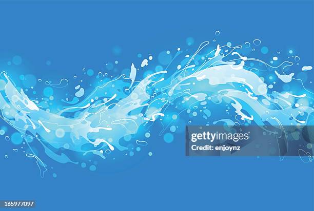 stockillustraties, clipart, cartoons en iconen met blue water splash - spatten activiteit