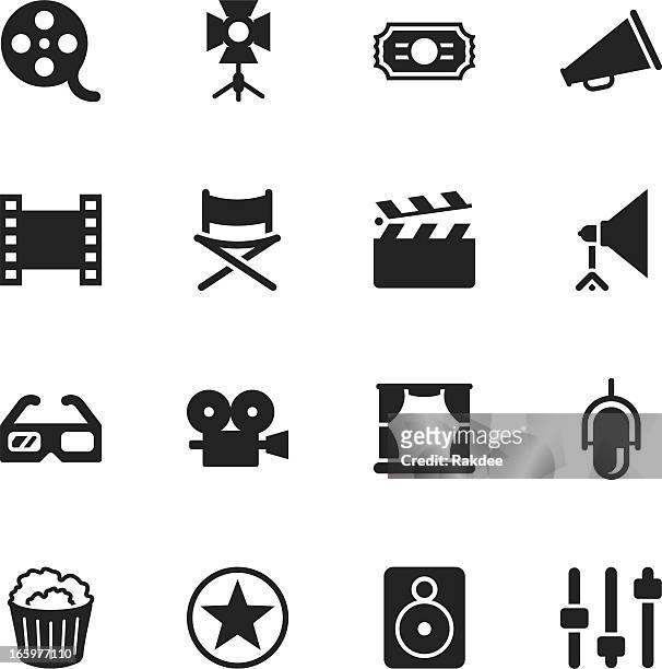 ilustraciones, imágenes clip art, dibujos animados e iconos de stock de silueta de iconos de la industria cinematográfica - film industry
