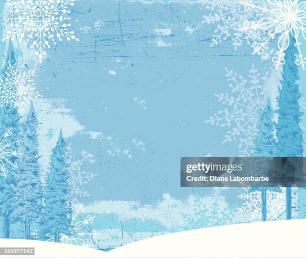 snowy winter forest - antlers stock illustrations