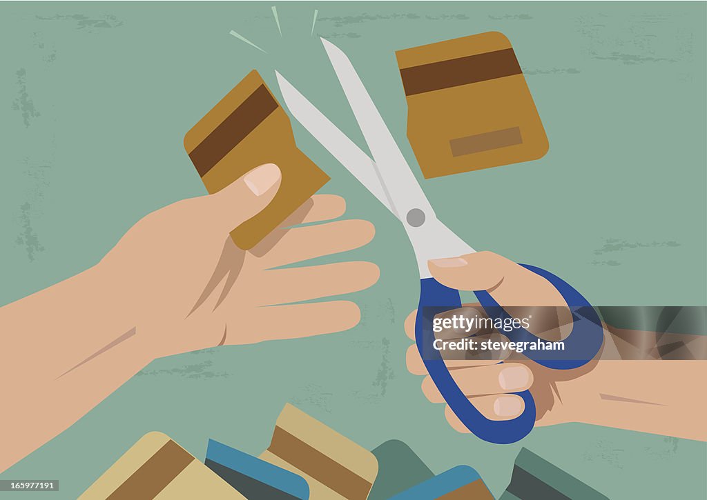 Card Cut In Half Cutting The Credit Card In Half High-Res Vector Graphic - Getty Images