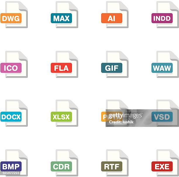 appico icons — file extensions - gif stock illustrations