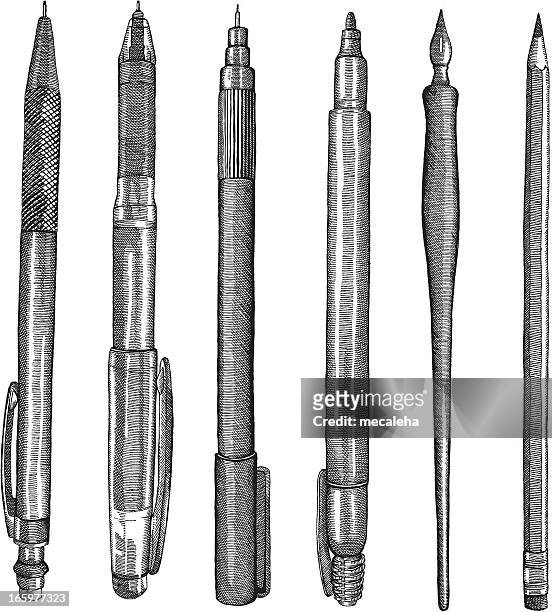 pens and pencils - pencil stock illustrations