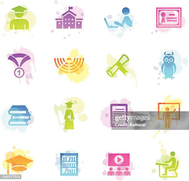 stains icons - college & students - amphitheatre stock illustrations