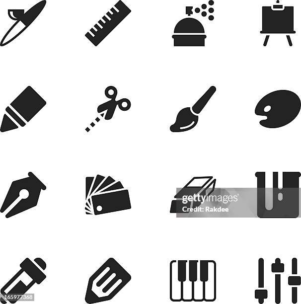 creative silhouette icons - piano key stock illustrations