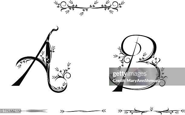 ilustraciones, imágenes clip art, dibujos animados e iconos de stock de letras a y b - letra a con flores vector a
