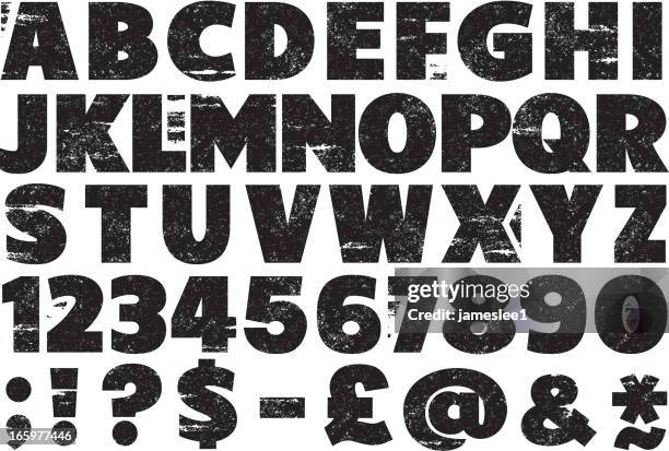 stockillustraties, clipart, cartoons en iconen met rubber stamp alphabet - typo