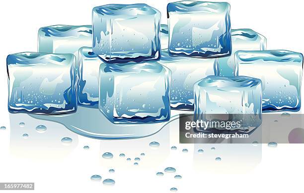 stockillustraties, clipart, cartoons en iconen met melting ice cubes - ijsblokje
